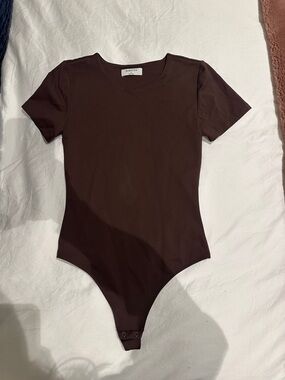 Babaton Chocolate Brown Short-Sleeve One-Piece Bodysuit